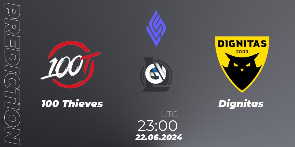 100 Thieves vs Dignitas: Match Prediction. 22.06.2024 at 23:00, LoL, LCS Summer 2024 - Group Stage