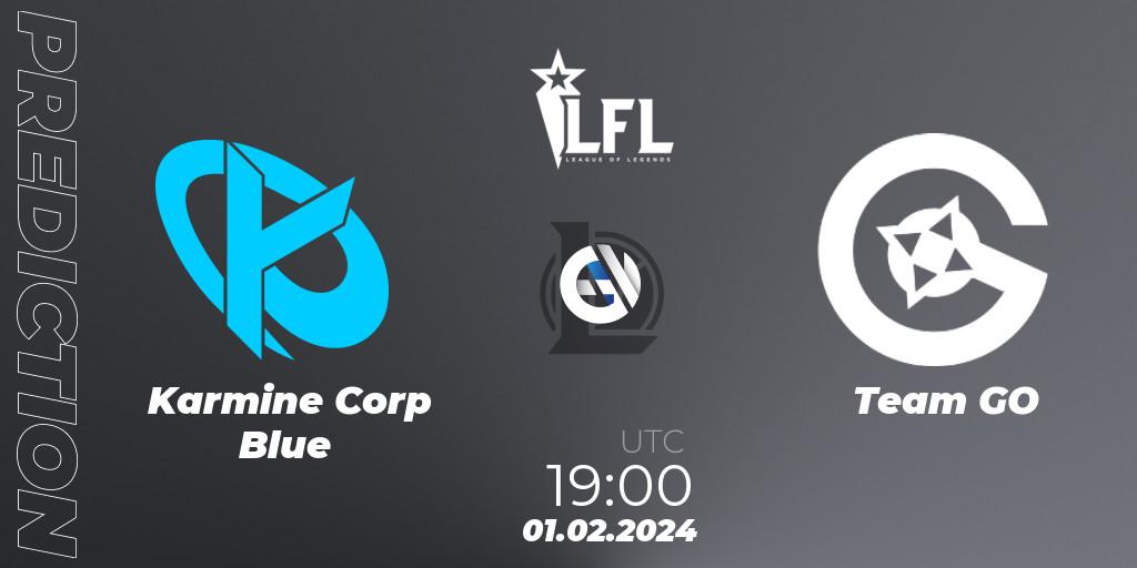 Karmine Corp Blue vs Team GO: Match Prediction. 01.02.2024 at 19:00, LoL, LFL Spring 2024