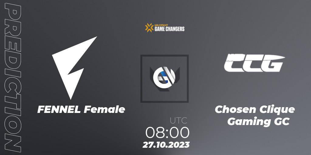 FENNEL Female vs Chosen Clique Gaming GC: Match Prediction. 27.10.2023 at 09:00, VALORANT, VCT 2023: Game Changers East Asia