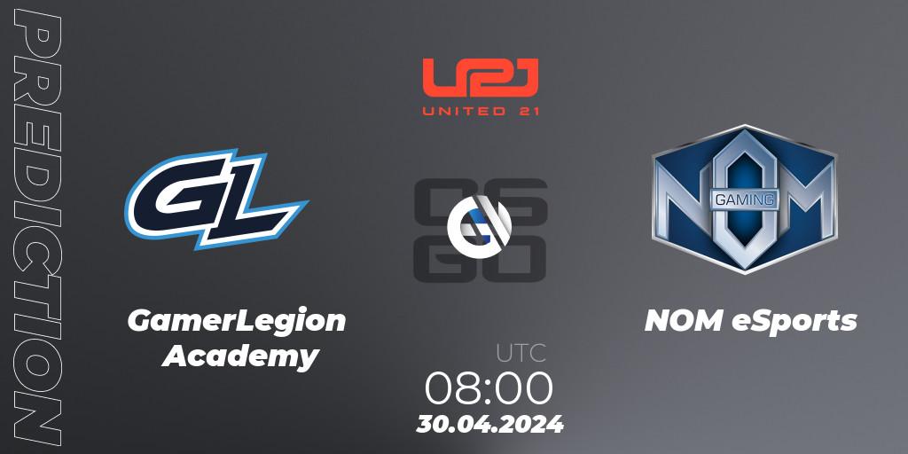 GamerLegion Academy vs NOM eSports: Match Prediction. 30.04.2024 at 08:00, Counter-Strike (CS2), United21 Season 15
