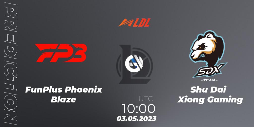 FunPlus Phoenix Blaze vs Shu Dai Xiong Gaming: Match Prediction. 03.05.2023 at 10:30, LoL, LDL 2023 - Regular Season - Stage 2