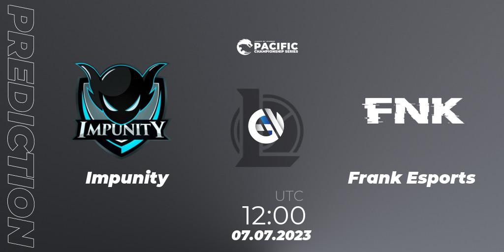 Impunity vs Frank Esports: Match Prediction. 07.07.2023 at 12:00, LoL, PACIFIC Championship series Group Stage