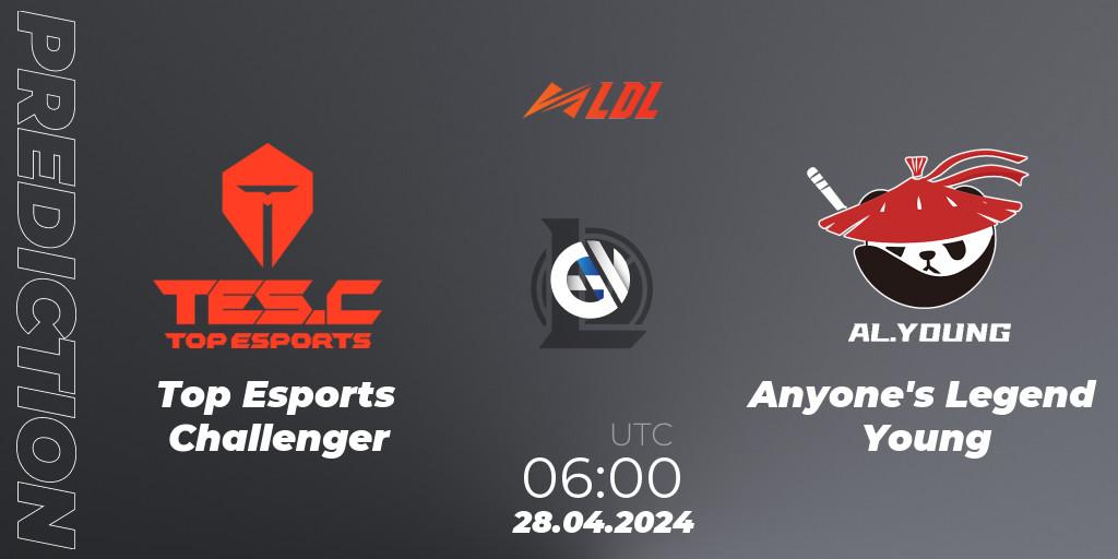 Top Esports Challenger vs Anyone's Legend Young: Match Prediction. 28.04.2024 at 06:00, LoL, LDL 2024 - Stage 2