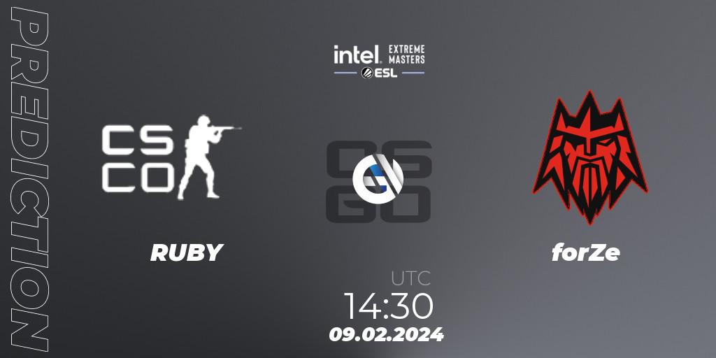 RUBY vs forZe: Match Prediction. 09.02.24, CS2 (CS:GO), Intel Extreme Masters China 2024: European Closed Qualifier