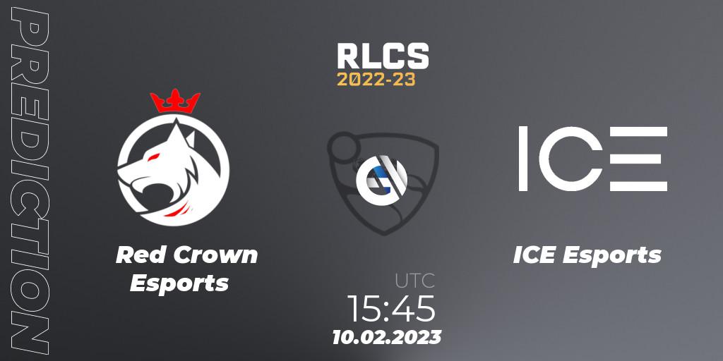 Red Crown Esports vs ICE Esports: Match Prediction. 10.02.2023 at 15:45, Rocket League, RLCS 2022-23 - Winter: Sub-Saharan Africa Regional 2 - Winter Cup
