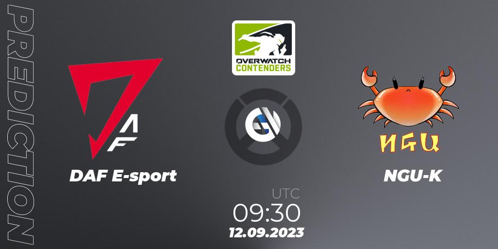 DAF E-sport vs NGU-K: Match Prediction. 12.09.2023 at 09:30, Overwatch, Overwatch Contenders 2023 Fall Series: Asia Pacific