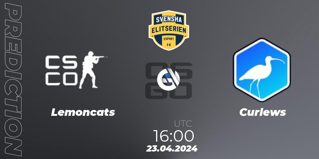 Lemoncats vs Curlews: Match Prediction. 23.04.2024 at 16:00, Counter-Strike (CS2), Svenska Elitserien Spring 2024
