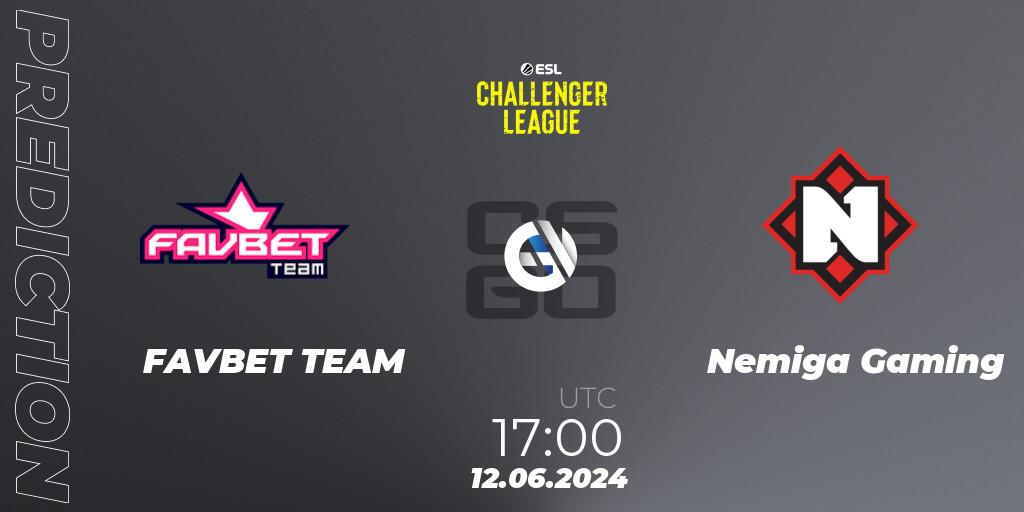 FAVBET TEAM vs Nemiga Gaming: Match Prediction. 12.06.2024 at 17:00, Counter-Strike (CS2), ESL Challenger League Season 47 Relegation: Europe