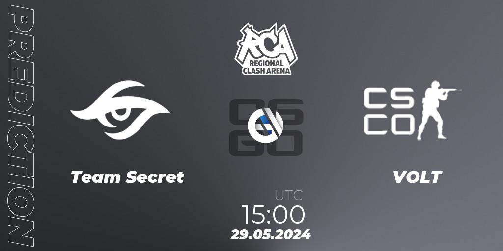 Team Secret vs VOLT: Match Prediction. 29.05.2024 at 15:00, Counter-Strike (CS2), Regional Clash Arena Europe: Closed Qualifier