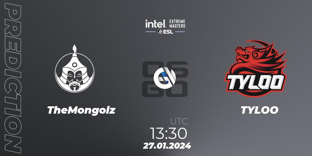 TheMongolz vs TYLOO: Match Prediction. 27.01.2024 at 13:30, Counter-Strike (CS2), Intel Extreme Masters China 2024: Asian Closed Qualifier
