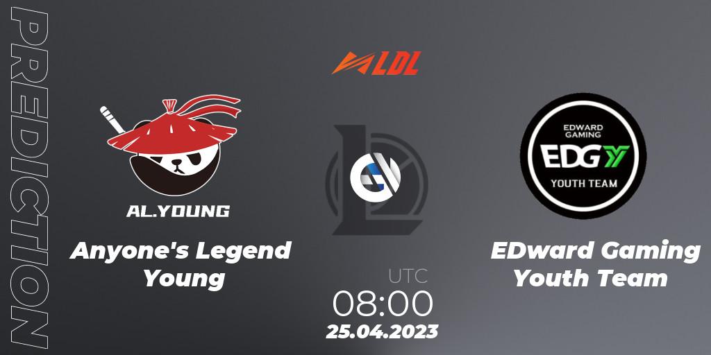 Anyone's Legend Young vs EDward Gaming Youth Team: Match Prediction. 25.04.2023 at 09:00, LoL, LDL 2023 - Regular Season - Stage 2