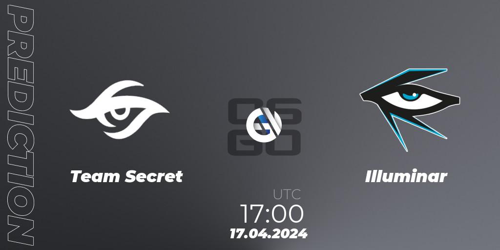 Team Secret vs Illuminar: Match Prediction. 17.04.24, CS2 (CS:GO), CCT Season 2 Europe Series 1 Closed Qualifier