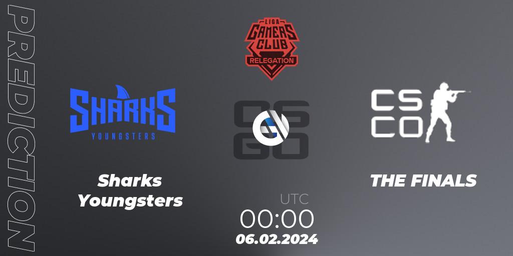 Sharks Youngsters vs THE FINALS: Match Prediction. 06.02.2024 at 00:00, Counter-Strike (CS2), Gamers Club Liga Série A Relegation: February 2024