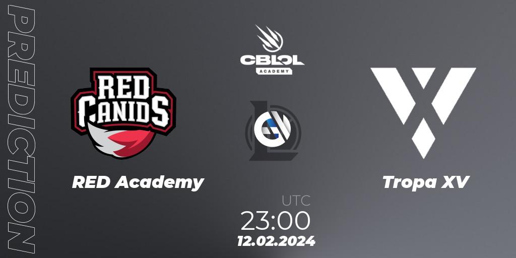 RED Academy vs Tropa XV: Match Prediction. 13.02.2024 at 00:00, LoL, CBLOL Academy Split 1 2024