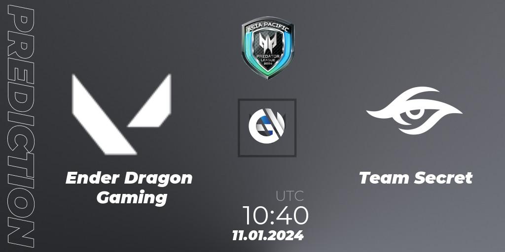Ender Dragon Gaming vs Team Secret: Match Prediction. 11.01.2024 at 10:40, VALORANT, Asia Pacific Predator League 2024