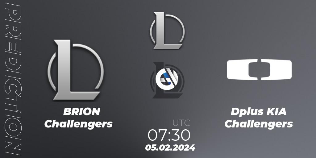 BRION Challengers vs Dplus KIA Challengers: Match Prediction. 05.02.2024 at 08:00, LoL, LCK Challengers League 2024 Spring - Group Stage