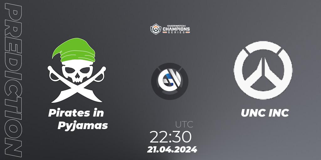 Pirates in Pyjamas vs UNC INC: Match Prediction. 21.04.2024 at 22:30, Overwatch, Overwatch Champions Series 2024 - North America Stage 2 Group Stage