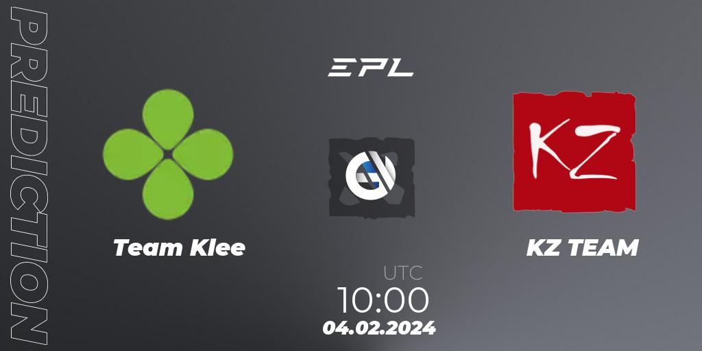 Team Klee vs KZ TEAM: Match Prediction. 04.02.24, Dota 2, European Pro League Season 16