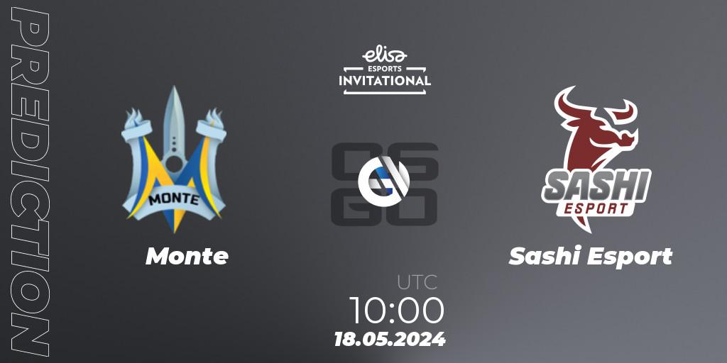 Monte vs Sashi Esport: Match Prediction. 18.05.2024 at 13:00, Counter-Strike (CS2), Elisa Invitational Spring 2024