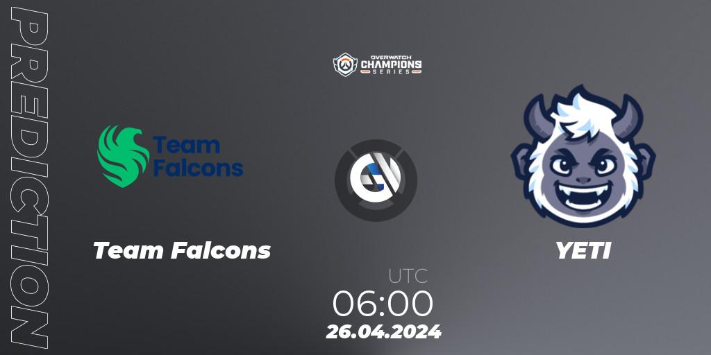 Team Falcons vs YETI: Match Prediction. 26.04.2024 at 06:00, Overwatch, Overwatch Champions Series 2024 - Asia Stage 1 Main Event