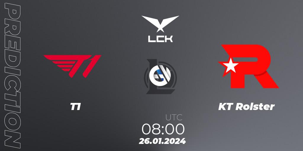 T1 vs KT Rolster: Match Prediction. 26.01.24, LoL, LCK Spring 2024 - Group Stage