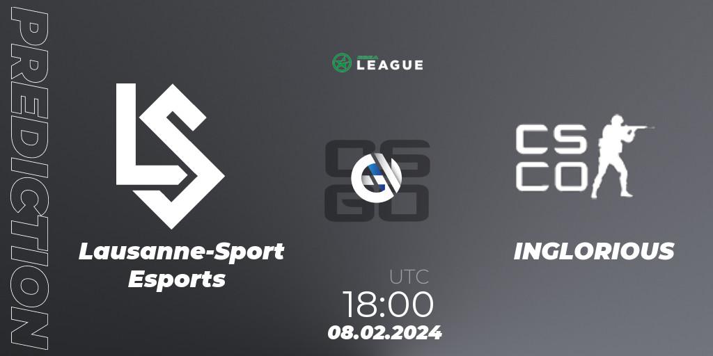 Lausanne-Sport Esports vs INGLORIOUS: Match Prediction. 08.02.2024 at 18:00, Counter-Strike (CS2), ESEA Season 48: Advanced Division - Europe