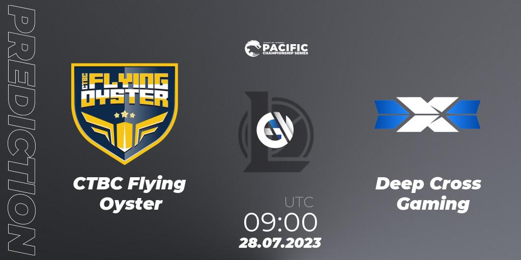 CTBC Flying Oyster vs Deep Cross Gaming: Match Prediction. 28.07.2023 at 09:00, LoL, PACIFIC Championship series Group Stage