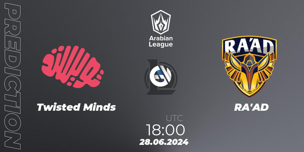 Twisted Minds vs RA'AD: Match Prediction. 27.06.2024 at 19:00, LoL, Arabian League Summer 2024