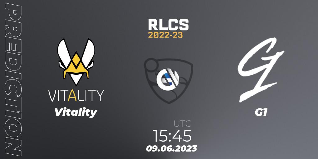 Vitality vs G1: Match Prediction. 09.06.2023 at 15:45, Rocket League, RLCS 2022-23 - Spring: Europe Regional 3 - Spring Invitational