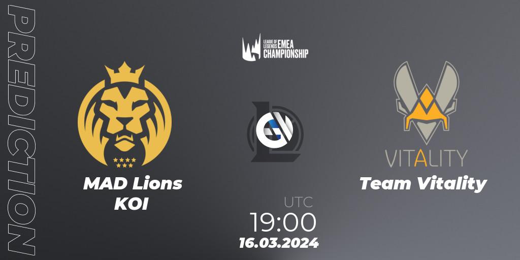 MAD Lions KOI vs Team Vitality: Match Prediction. 16.03.24, LoL, LEC Spring 2024 - Regular Season