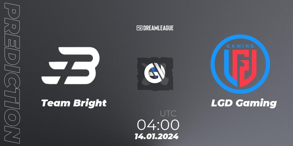 Team Bright vs LGD Gaming: Match Prediction. 14.01.24, Dota 2, DreamLeague Season 22: China Closed Qualifier