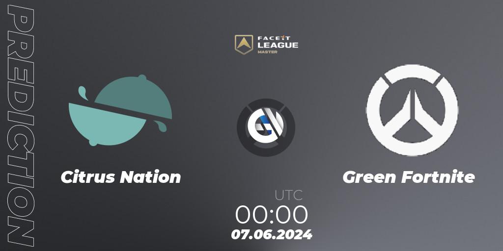 Citrus Nation vs Green Fortnite: Match Prediction. 07.06.2024 at 00:00, Overwatch, FACEIT League Season 1 - NA Master Road to EWC