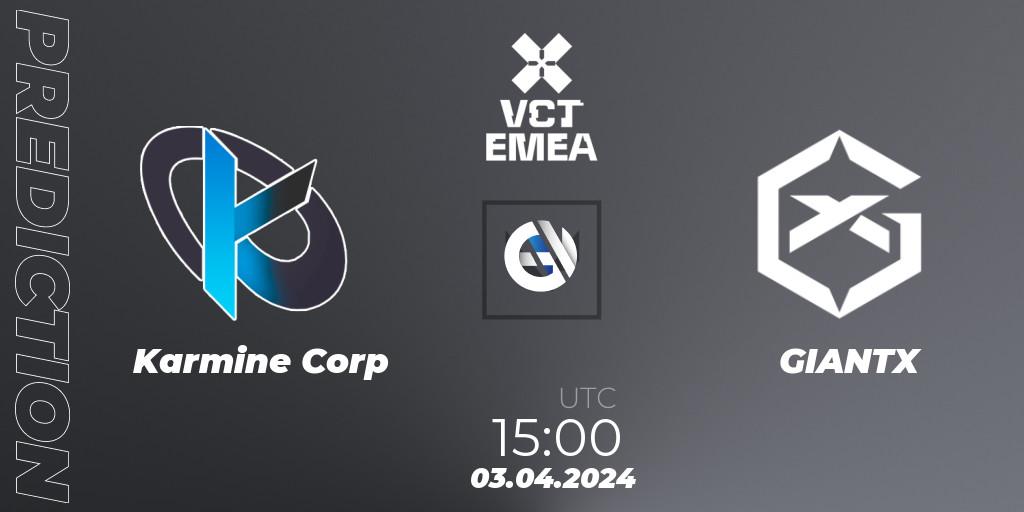 Karmine Corp vs GIANTX: Match Prediction. 03.04.24, VALORANT, VALORANT Champions Tour 2024: EMEA League - Stage 1 - Group Stage