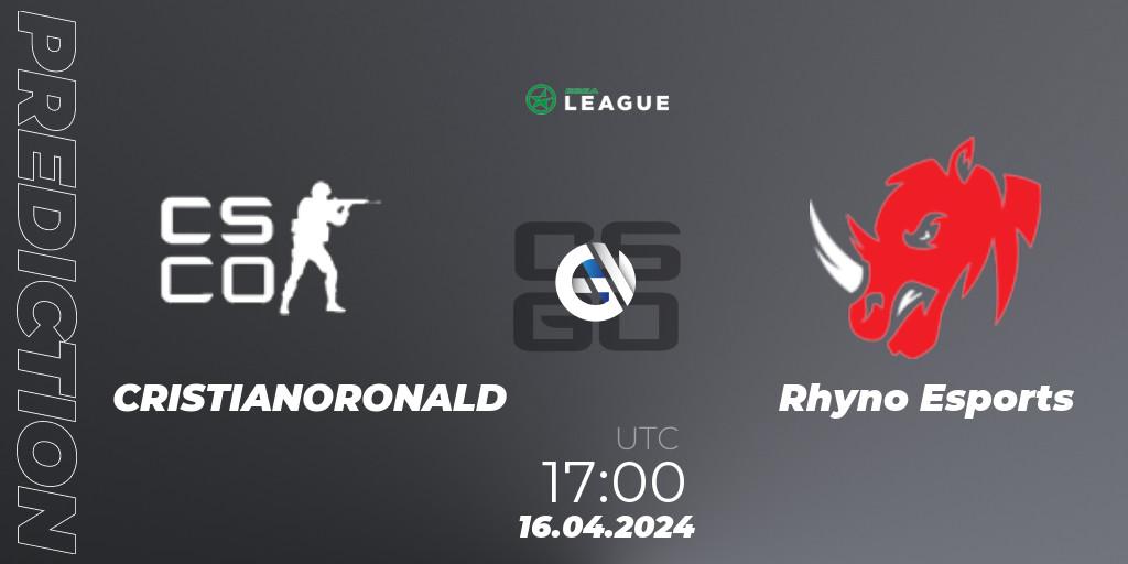 CRISTIANORONALD vs Rhyno Esports: Match Prediction. 16.04.2024 at 17:00, Counter-Strike (CS2), ESEA Season 49: Advanced Division - Europe