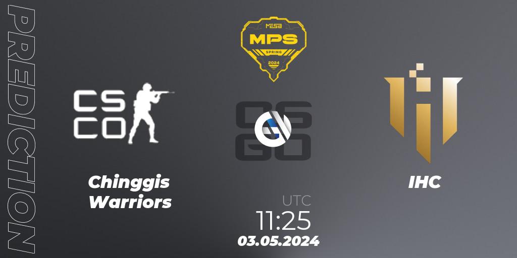 Chinggis Warriors vs IHC: Match Prediction. 03.05.2024 at 11:25, Counter-Strike (CS2), MESA Pro Series: Spring 2024
