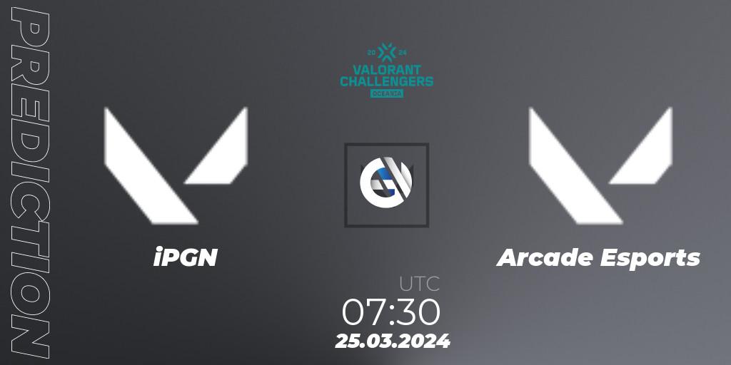 iPGN vs Arcade Esports: Match Prediction. 25.03.2024 at 07:30, VALORANT, VALORANT Challengers 2024 Oceania: Split 1