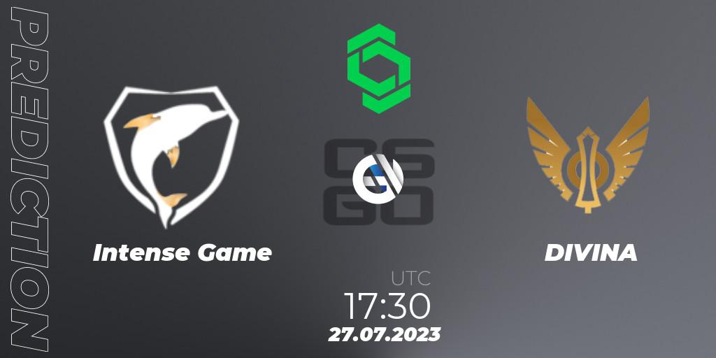Intense Game vs DIVINA: Match Prediction. 27.07.2023 at 17:30, Counter-Strike (CS2), CCT South America Series #9: Closed Qualifier