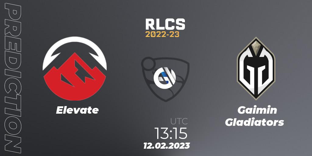 Elevate vs Gaimin Gladiators: Match Prediction. 12.02.2023 at 13:15, Rocket League, RLCS 2022-23 - Winter: Asia-Pacific Regional 2 - Winter Cup