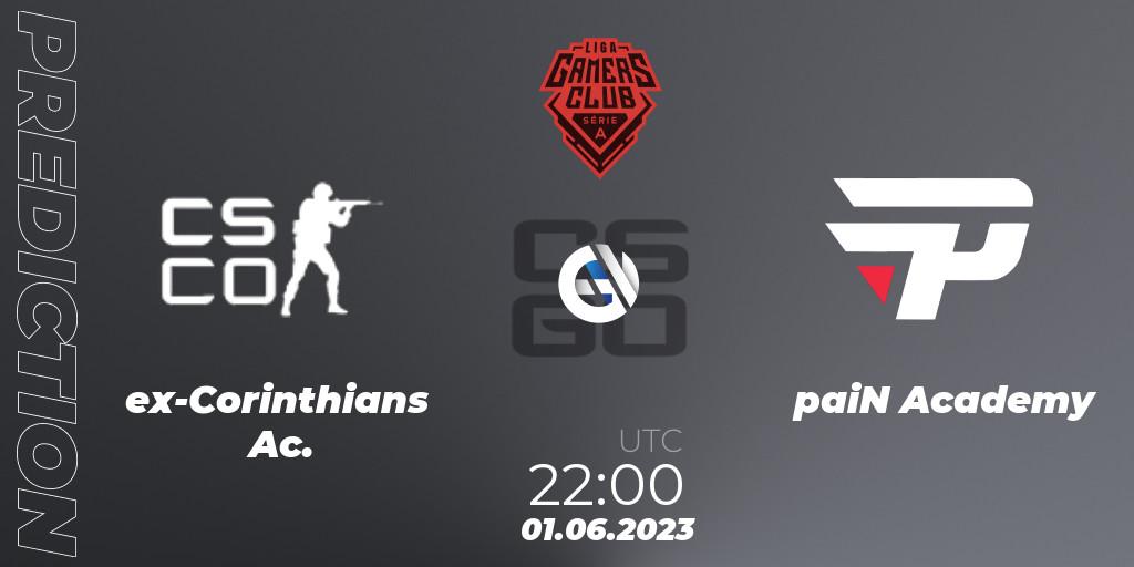 ex-Corinthians Ac. vs paiN Academy: Match Prediction. 01.06.23, CS2 (CS:GO), Gamers Club Liga Série A: May 2023