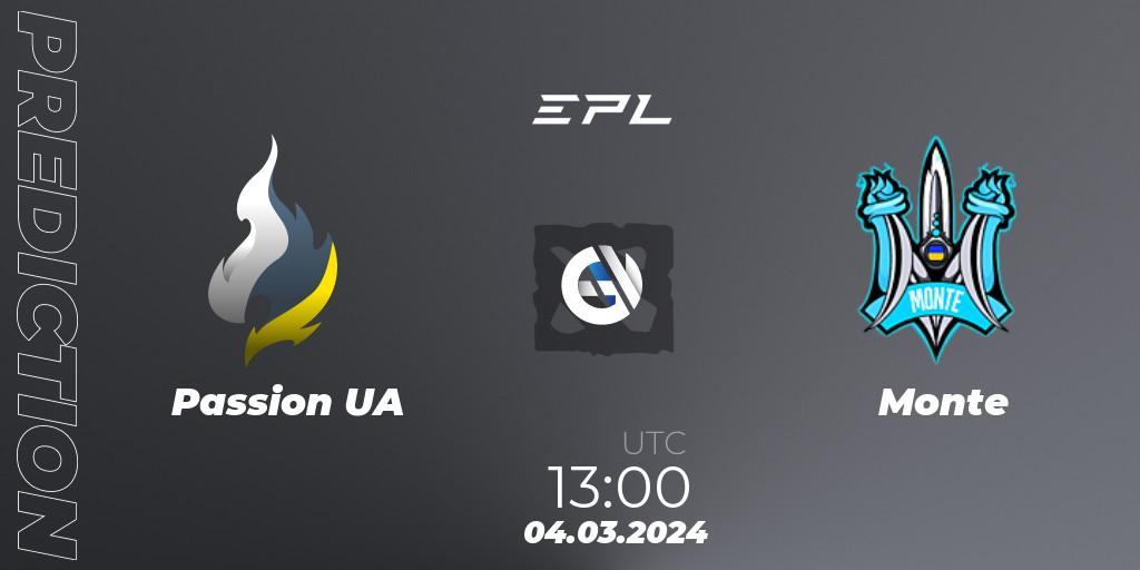 Passion UA vs Monte: Match Prediction. 04.03.2024 at 13:00, Dota 2, European Pro League Season 17: Division 2