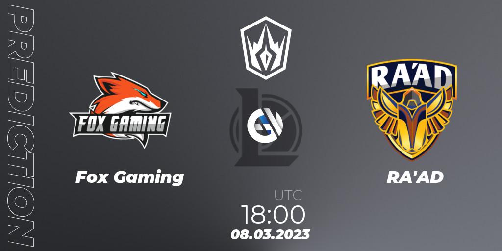 Fox Gaming vs RA'AD: Match Prediction. 08.03.2023 at 18:00, LoL, Arabian League Spring 2023