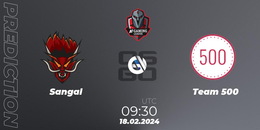 Sangal vs Team 500: Match Prediction. 18.02.2024 at 09:30, Counter-Strike (CS2), A1 Gaming League Season 8