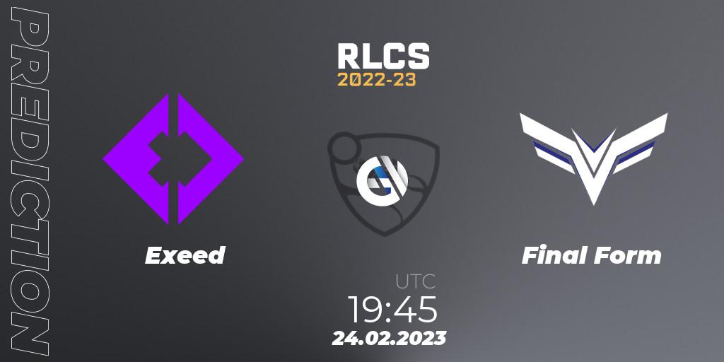 Exeed vs Final Form: Match Prediction. 24.02.2023 at 19:45, Rocket League, RLCS 2022-23 - Winter: South America Regional 3 - Winter Invitational