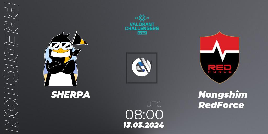 SHERPA vs Nongshim RedForce: Match Prediction. 13.03.2024 at 08:00, VALORANT, VALORANT Challengers Korea 2024: Split 1
