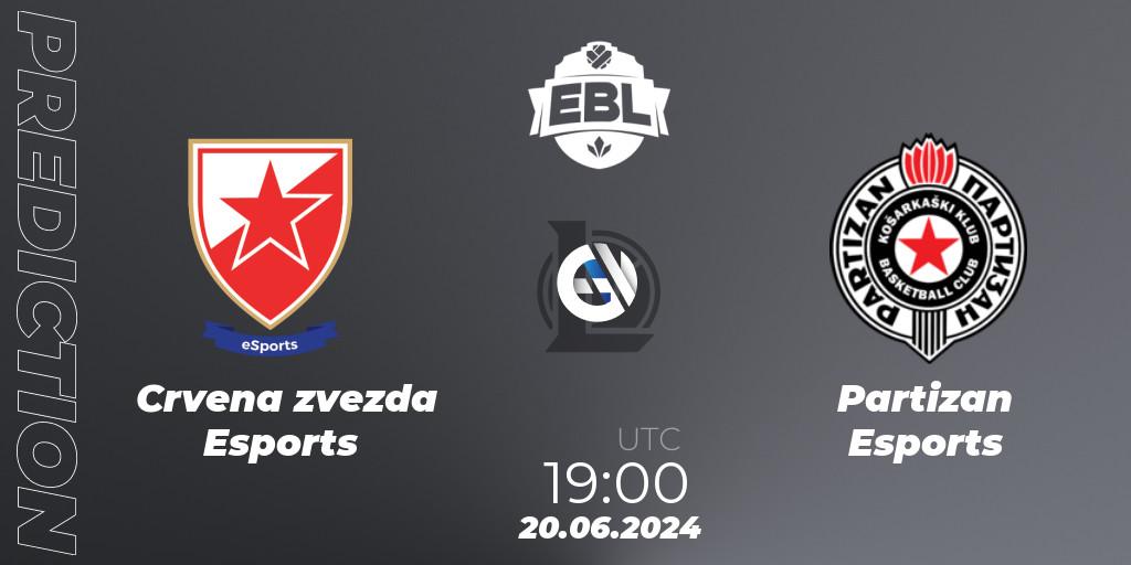 Crvena zvezda Esports vs Partizan Esports: Match Prediction. 20.06.2024 at 19:00, LoL, Esports Balkan League Season 15