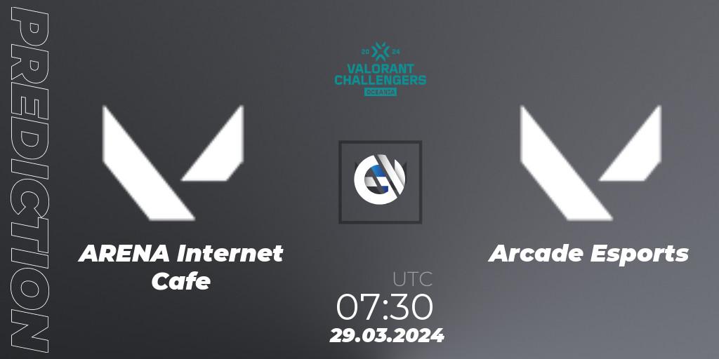 ARENA Internet Cafe vs Arcade Esports: Match Prediction. 29.03.2024 at 07:30, VALORANT, VALORANT Challengers 2024 Oceania: Split 1