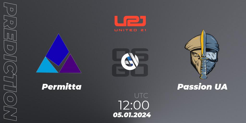 Permitta vs Passion UA: Match Prediction. 05.01.2024 at 12:00, Counter-Strike (CS2), United21 Season 10
