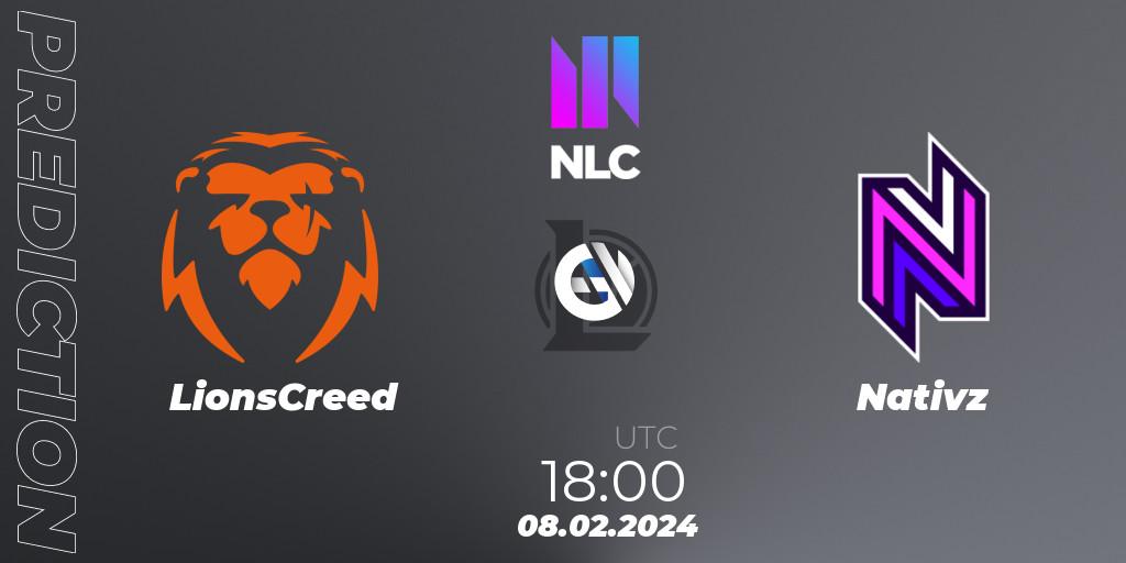 LionsCreed vs Nativz: Match Prediction. 08.02.24, LoL, NLC 1st Division Spring 2024