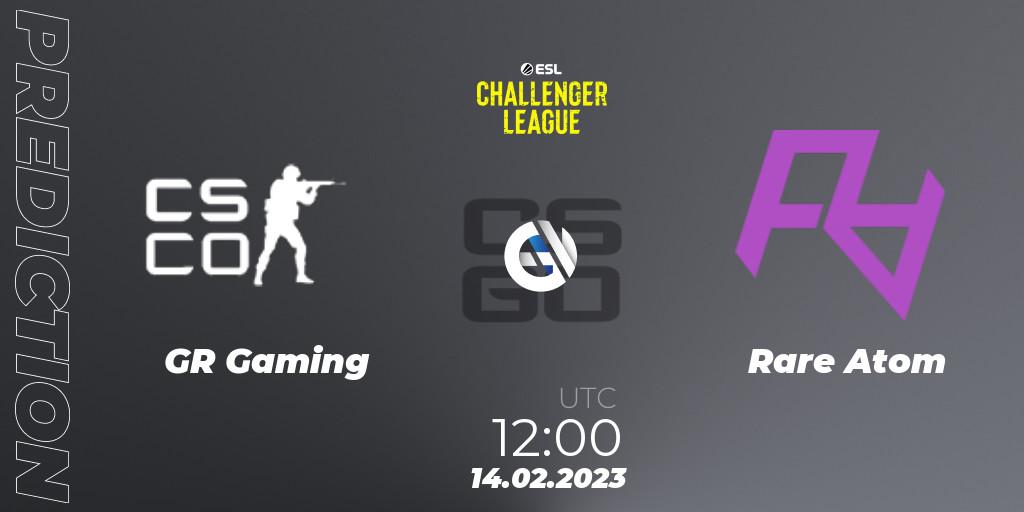 GR Gaming vs Rare Atom: Match Prediction. 14.02.2023 at 12:00, Counter-Strike (CS2), ESL Challenger League Season 44: Asia-Pacific