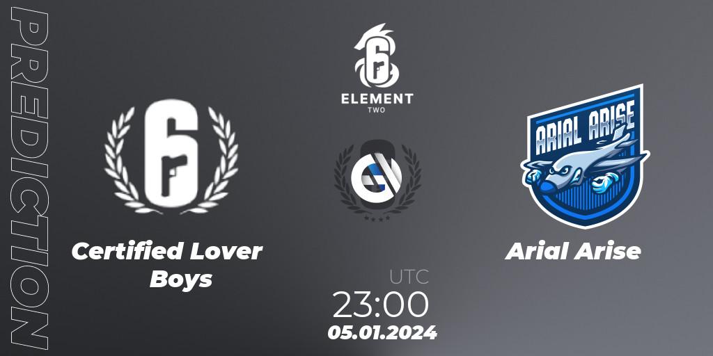 Certified Lover Boys vs Arial Arise: Match Prediction. 05.01.2024 at 23:00, Rainbow Six, ELEMENT TWO